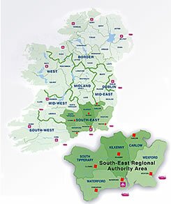 Map of the South East Region of Ireland